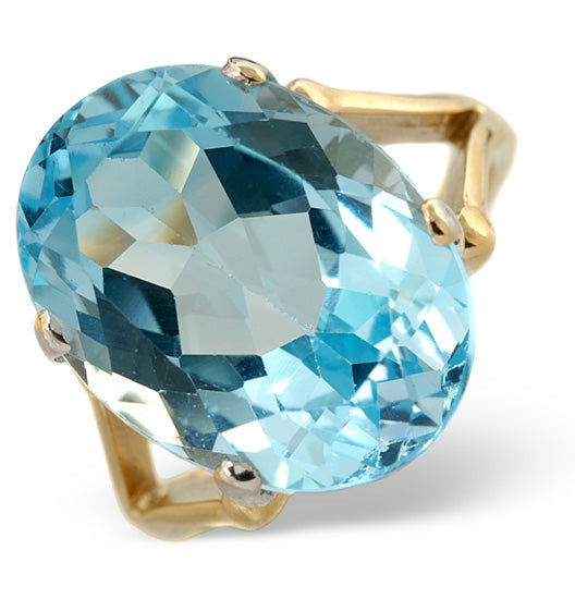 Blue Topaz 11.70CT 9K Yellow Gold Ring